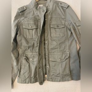 Kensie Jeans Cotton Canvas Military Full Zip Jacket. Size Women's M. Sage green